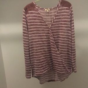 Striped sweater with lace detail